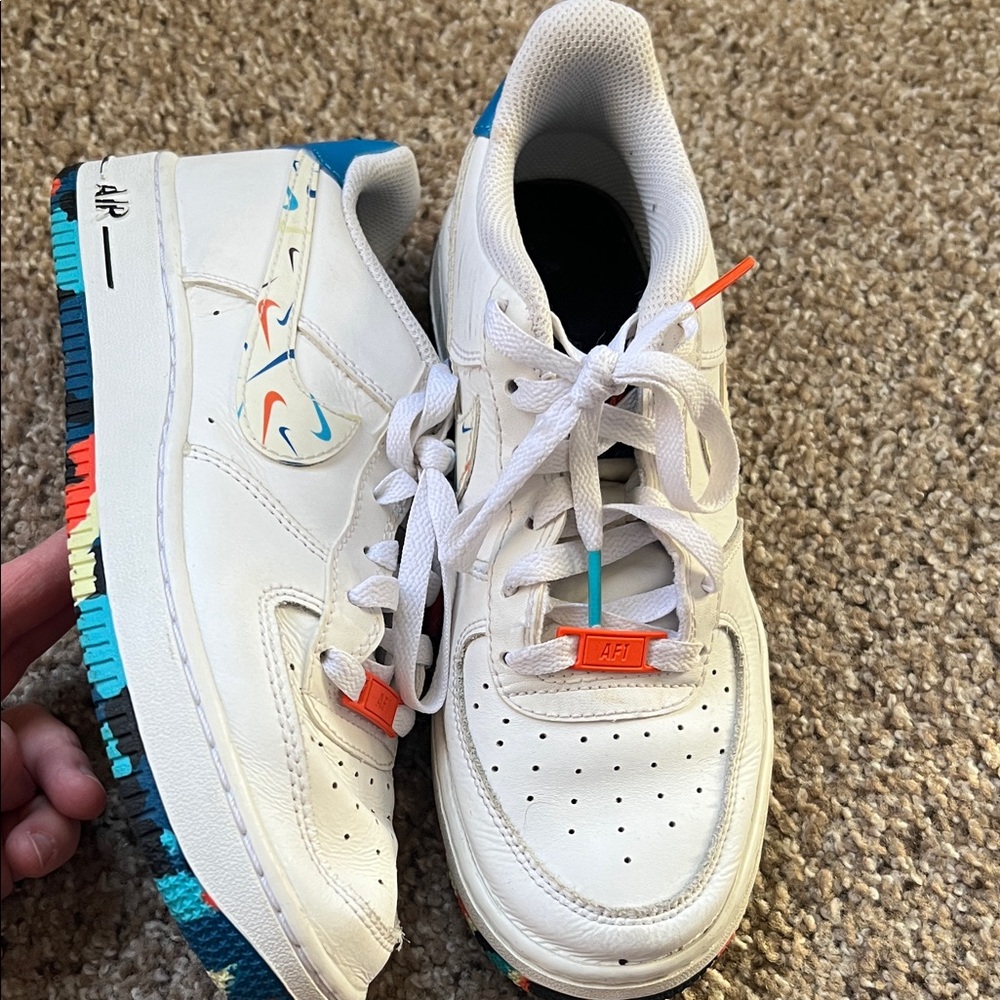 Nike Kids White Sneakers with Multicolor Accent